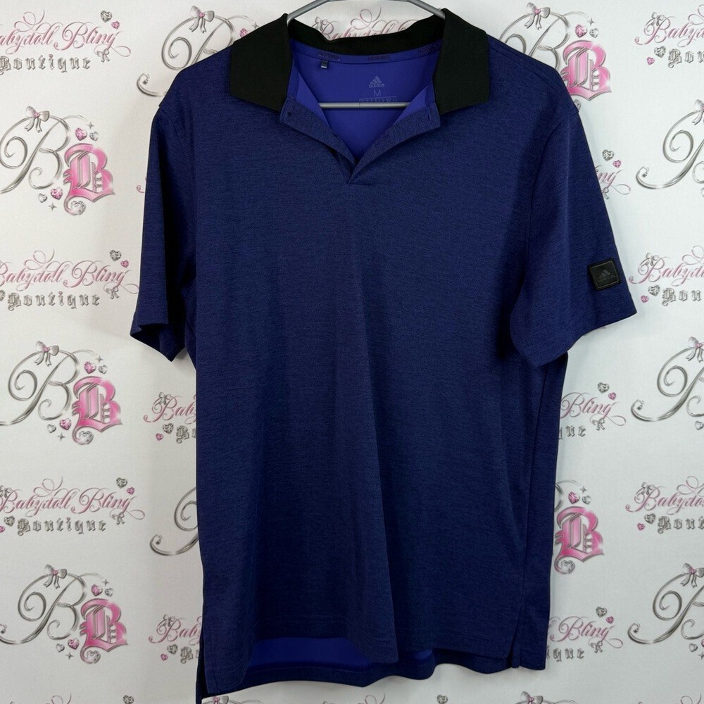 Adidas t-shirt polo, collared, dark blue Navy and Black Polo Shirt stretchy